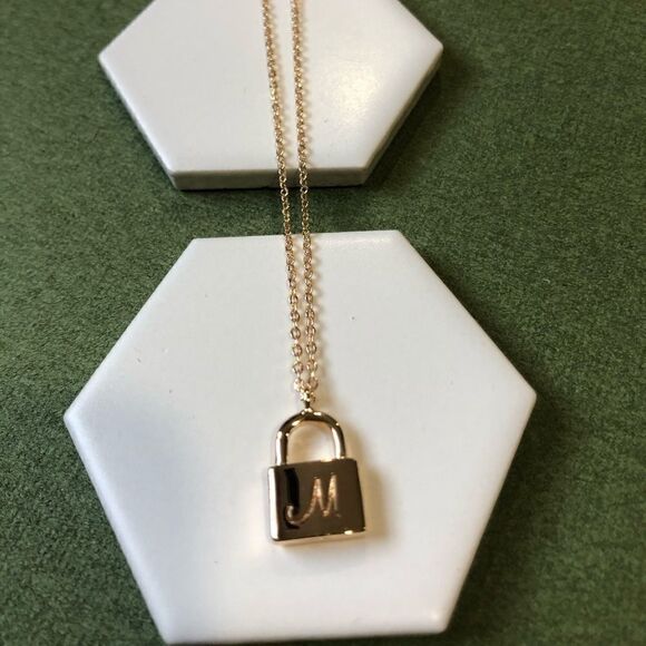 COPY - 18k gold Initial Lock Necklace - Picture 10 of 10